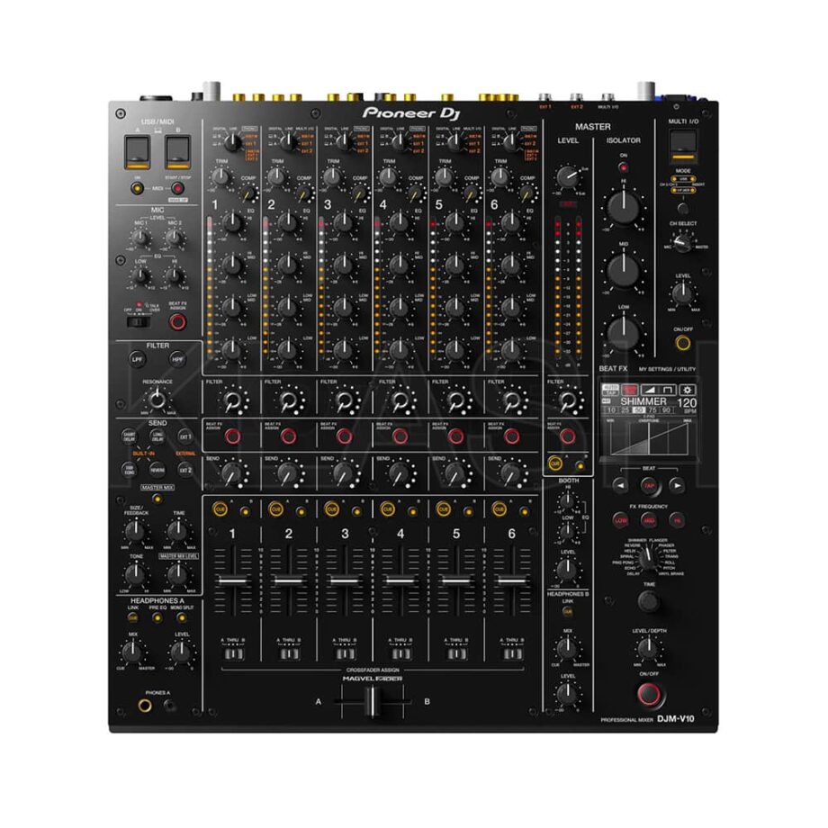 MIXER PIONEER DJM-V10 A NOLEGGIO A MILANO, CON EQ A 4 BANDE, COMPRESSORE E OPZIONI AVANZATE PER PERFORMANCE PROFESSIONALI