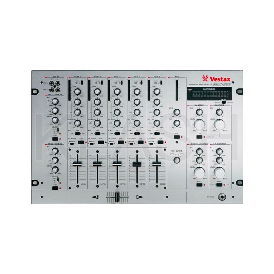 MIXER VESTAX PMC-500 A 5 CANALI, PERFETTO PER DJ E NOLEGGIO, CON EQ A 3 BANDE, USCITE XLR E LOOP EFFETTI