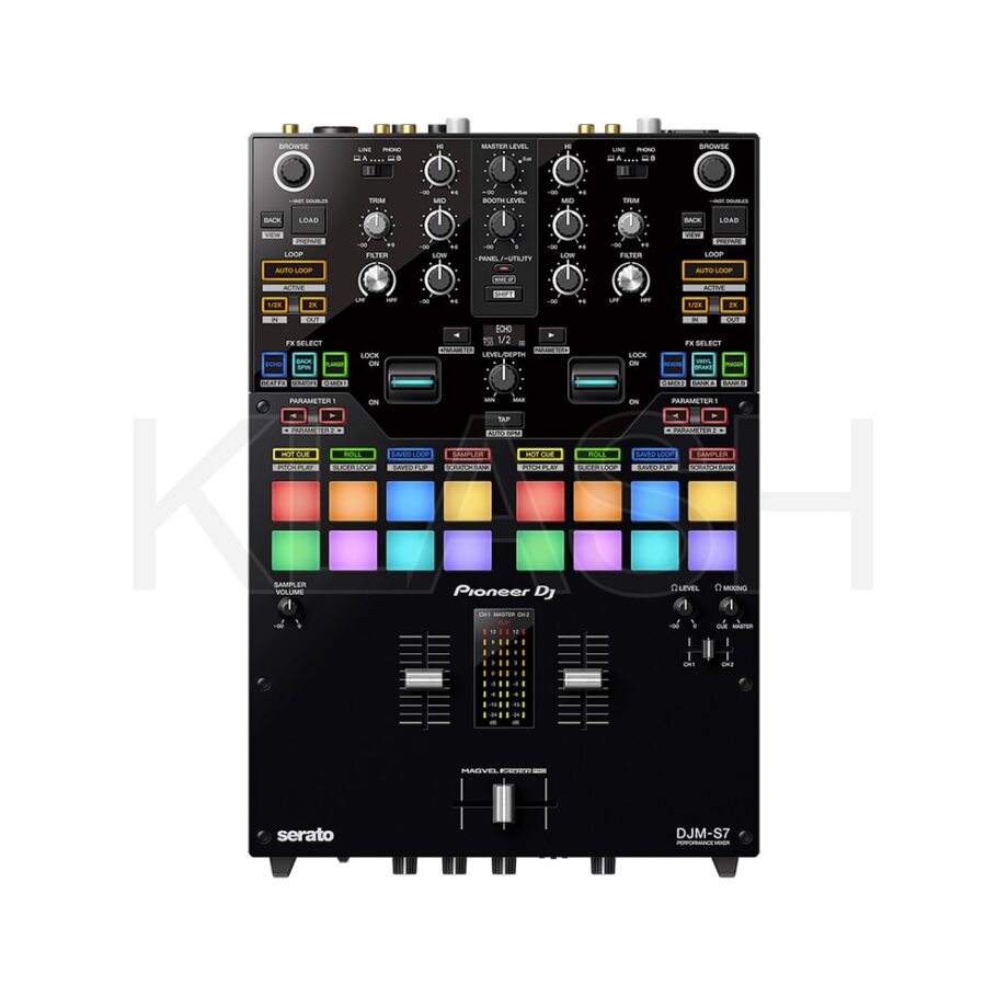 MIXER PIONEER DJM-S7 PER NOLEGGIO A MILANO, IDEALE PER DJ CON BLUETOOTH, DOPPIA USB E PERFORMANCE PAD