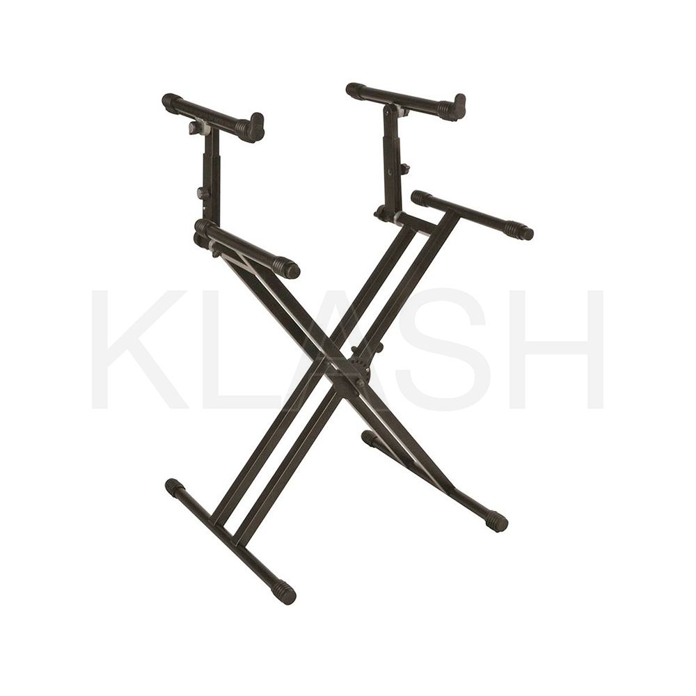 STAND TASTIERA DOPPIO QUIK LOK QL/742 IN NERO PER DUE STRUMENTI SETUP LIVE E STUDIO DISPONIBILE PER NOLEGGIO A MILANO