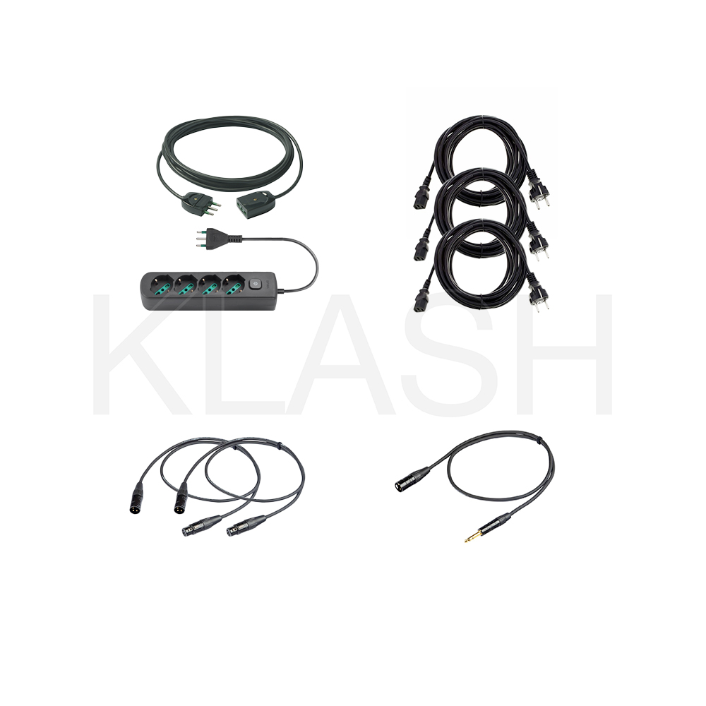 KIT SET CAVI BASE 5 M PER NOLEGGIO A MILANO CON PROLUNGA 16A CIABATTA VDE E CAVI XLR JACK XLR PER REGIA PALCO MICROFONI MIXER CASSE EVENTI LIVE
