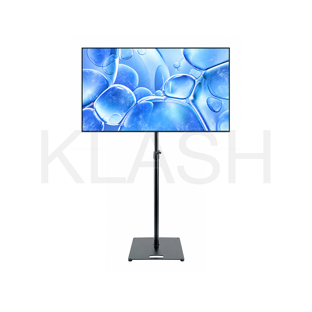 NOLEGGIO SET MONITOR SAMSUNG 65" MILANO DISPLAY 4K UHD CON STAND KÖNIG & MEYER A BASE QUADRATA PER CONFERENZE, FIERE ED EVENTI